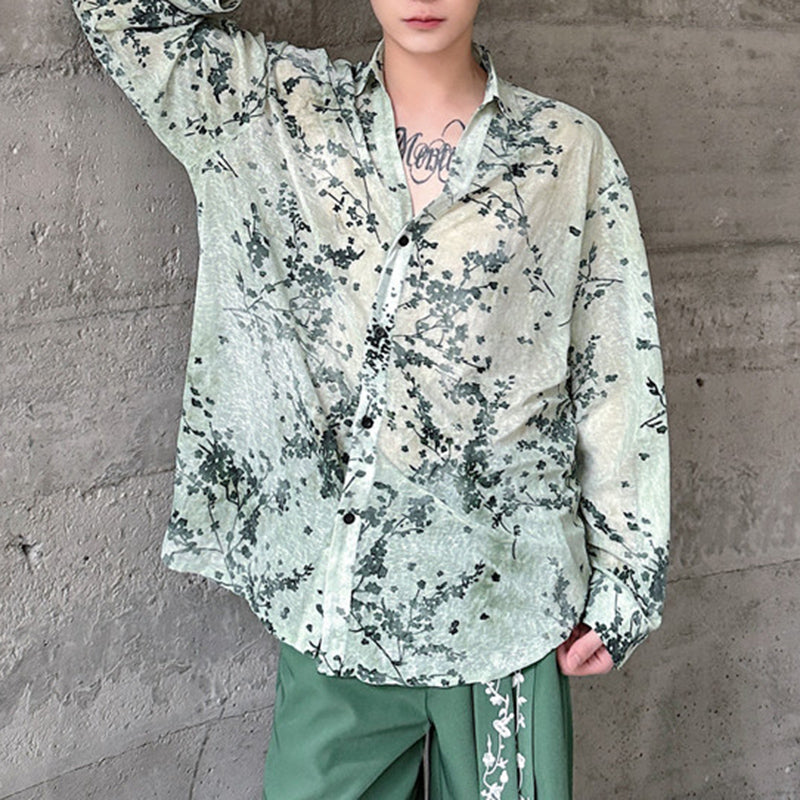 Retro Floral Translucent Shirt