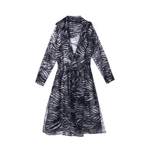 Load image into Gallery viewer, Women's Zebra-print Long-sleeve Sun Protection Chiffon Shirt with Drawstring
