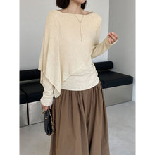 Load image into Gallery viewer, Women's Asymmetrical Knit Cape Overlay Layered Long Sleeve Shirt
