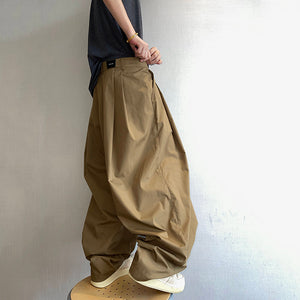 Retro Pleated Lantern Cuff Overalls