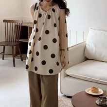 Load image into Gallery viewer, Round Neck Polka Dot Slit Sleeveless T-shirt
