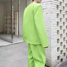 Load image into Gallery viewer, Collarless Casual Tie-up Suit Jacket and Slim-fit Trousers Two-piece Set
