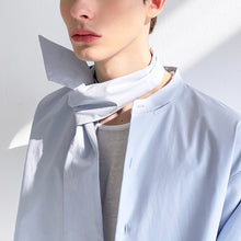 Load image into Gallery viewer, Stand Collar with Tie Long Sleeve Slim Fit Shirt

