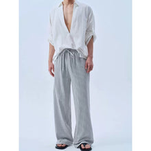 Load image into Gallery viewer, Striped Loose Straight Leg Linen Casual Pants
