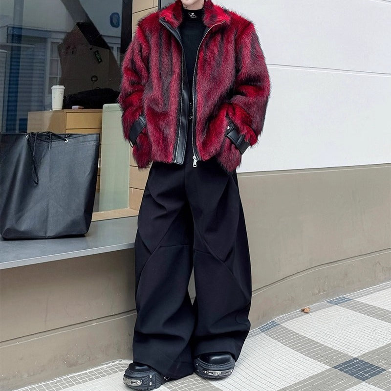 Winter Retro Oversized Stand Collar Faux Fur Coat