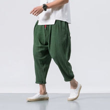Load image into Gallery viewer, Japanese Casual Cotton and Linen Cropped Harem Pants
