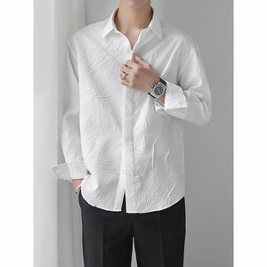 Loose Peak Collar Casual Patterned Shirt