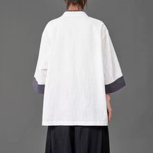 Load image into Gallery viewer, Cotton Linen Three Quarter Sleeve Frog Button Taichi Shirt
