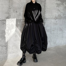 Load image into Gallery viewer, Dark Pleated Loose High Waist Puffy Skirt
