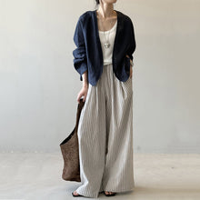 Load image into Gallery viewer, Striped Straight High Waist Loose Wide Leg Pants
