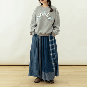 Patchwork Drawstring Baggy Jeans