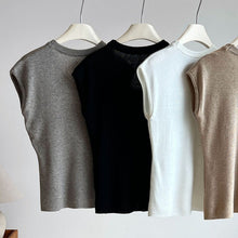 Load image into Gallery viewer, Women's U Neck Flutter Sleeve Knit Drop Shoulder Tee
