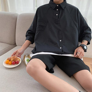 Discontinuous Fly Pullover Short Sleeve Shirts