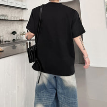 Load image into Gallery viewer, Color-blocked Hand-painted Padded Shoulder Loose T-shirt
