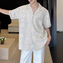 Load image into Gallery viewer, Jacquard Embroidered Cuban Collar Rhinestone Shirt
