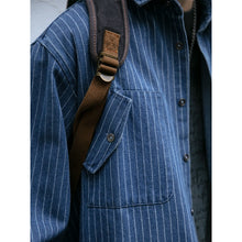 Load image into Gallery viewer, Japanese Retro Style Washed Striped Denim Shirt
