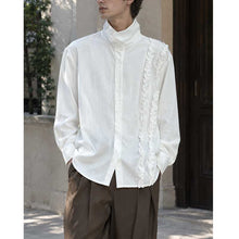 Load image into Gallery viewer, French Retro Striped Ruffled Collar Shirt
