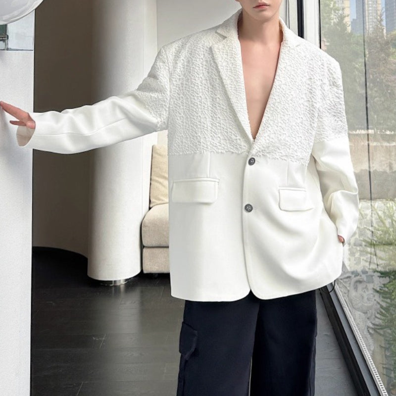 Mesh Panel Casual Suit Jacket