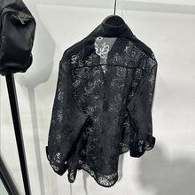 Load image into Gallery viewer, Hollow Floral Jacquard Loose Casual Shirt
