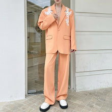 Load image into Gallery viewer, 3D Lace Floral Embroidery Suit Jacket and Loose Casual Pants Two-piece Set
