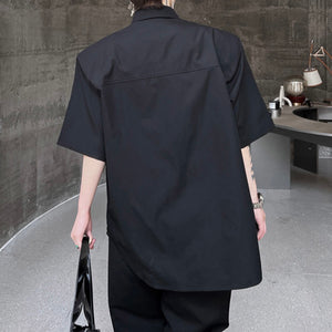 Paneled Dark Short Sleeve Shirt