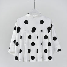 Load image into Gallery viewer, Women's Polka Dot Pleated Retro Collared Short Shirt
