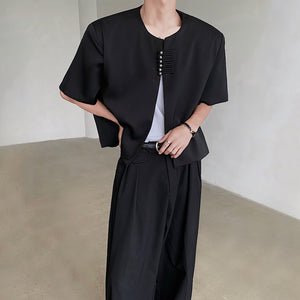 Padded Shoulder Loose Short Suit Jacket