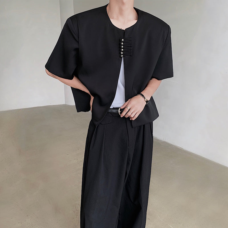 Padded Shoulder Loose Short Suit Jacket