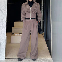 Load image into Gallery viewer, Retro Knit Cropped Sweater Wide-Leg Trousers Two-Piece Set
