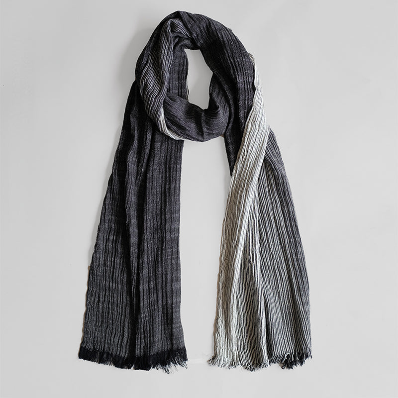 Soft Cotton Linen Vintage Raw Edge Shawl