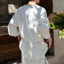 Load image into Gallery viewer, French V-neck Beaded Loose Shirt
