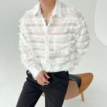 Load image into Gallery viewer, Tassel Striped Hollow Loose Shirt
