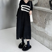 Load image into Gallery viewer, Autumn and Winter Thick Knitted V-neck Jacquard Long Sweater Dress
