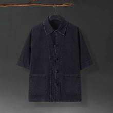Load image into Gallery viewer, Denim Loose Button-Up T-Shirt
