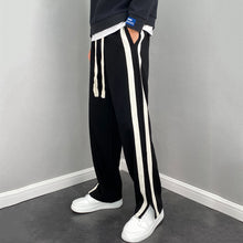 Load image into Gallery viewer, Thickened Striped Slit Wide-leg Straight Pants
