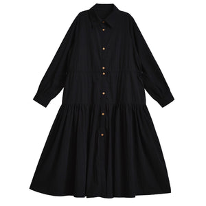 Black Loose Long-sleeved Dress