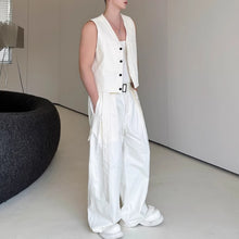 Load image into Gallery viewer, Casual Short Cardigan Vest Wide Leg Trousers Workwear Two-piece Set
