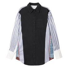 Load image into Gallery viewer, Vintage Patchwork Denim Long-sleeved Shirt
