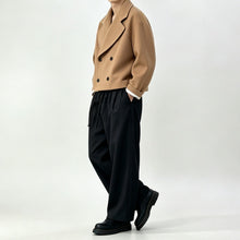 Load image into Gallery viewer, Japanese Wool Double Breasted Wide Lapel Drop Shoulder Cropped Boxy Jacket
