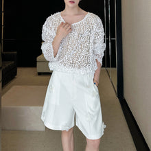 Load image into Gallery viewer, Hollow Sequin Mesh Pullover T-shirt
