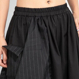 Irregular Striped Patchwork Elastic Waist Culottes