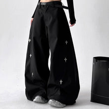 Load image into Gallery viewer, Vintage Embroidered Drape Loose Straight-leg Wide-leg Pants
