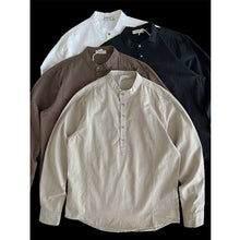 Load image into Gallery viewer, Heavyweight Japanese-style Henley Collar Long-sleeved Shirt
