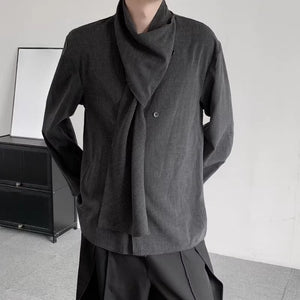 French Retro Scarf Casual Shirt
