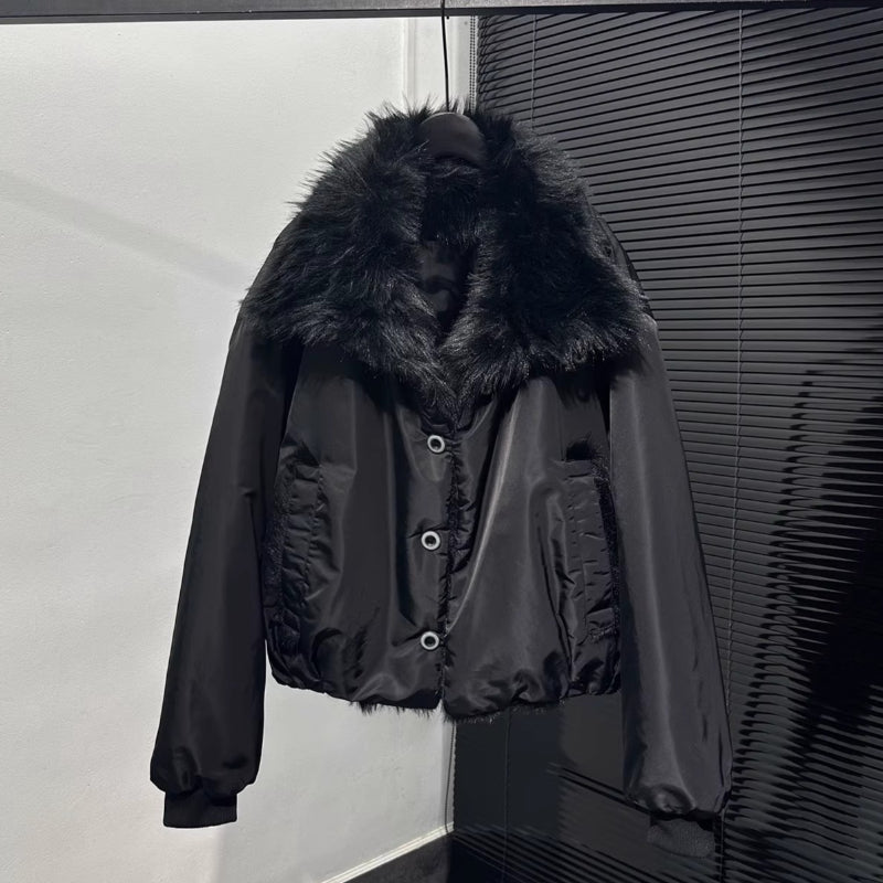 American Warm Large Fur Collar Coat
