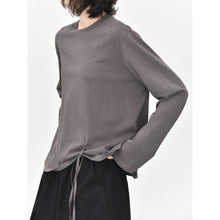 Load image into Gallery viewer, Women's Side Drawstring Hanging Tie Adjustable Loose Long Sleeve T-Shirt
