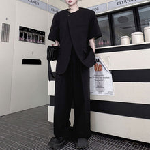 Load image into Gallery viewer, Solid Color Round Neck Shirt Loose Casual Draped Trousers Two-piece Suit
