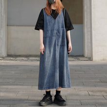 Load image into Gallery viewer, Retro Sleeveless Denim V-Neck Dress
