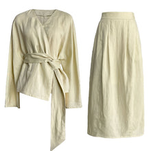 Load image into Gallery viewer, Women's Linen Shirt and Skirt Two-Piece Set
