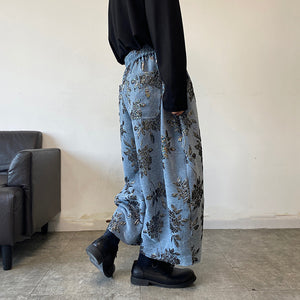 Retro Embroidered Thickened Loose Wide Leg Pants